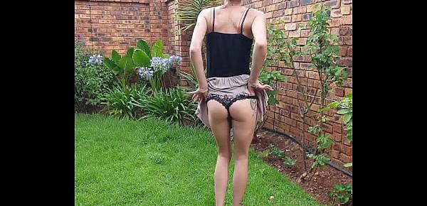  Skinny small girl pissing and twerking her tiny ass in the garden